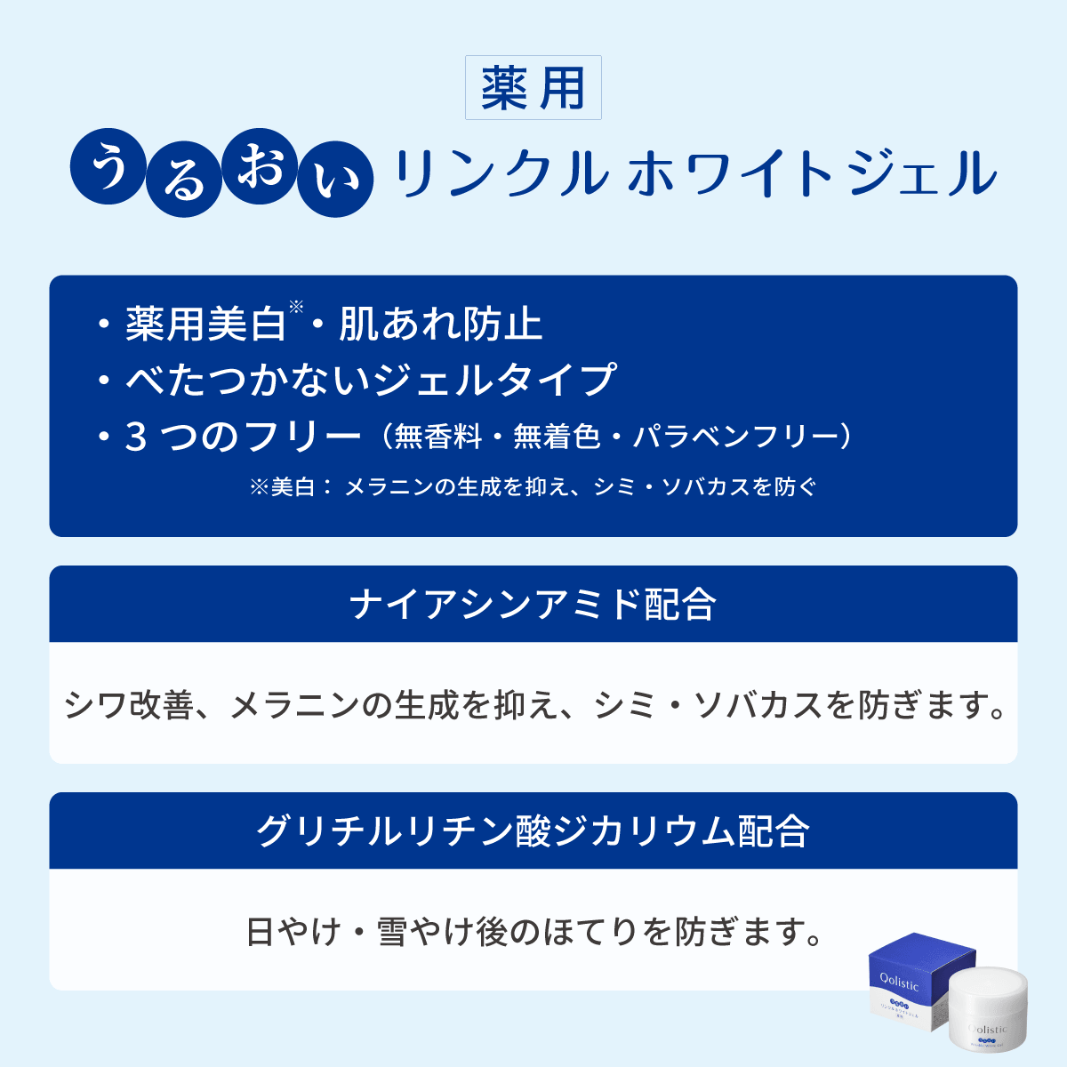 ●クオール薬局オリジナル●Qolistic 薬用うるおいリンクルホワイトジェル【80g】(医薬部外品)
