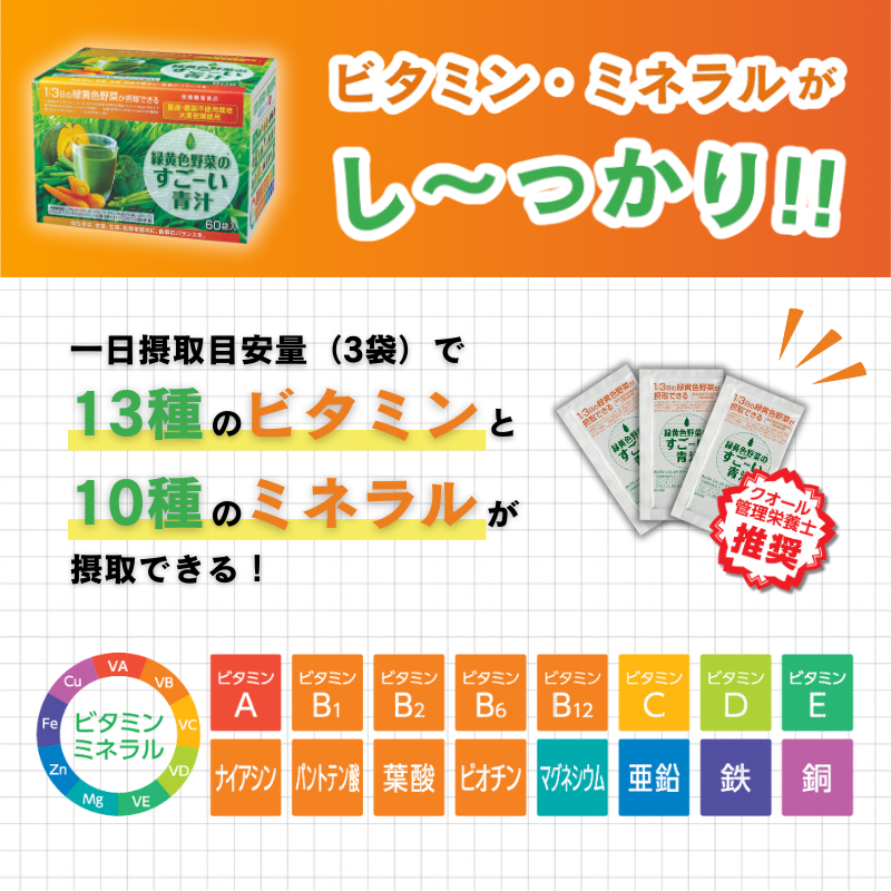 ●クオールオリジナル●緑黄色野菜のすごーい青汁★QOL管理栄養士推奨★【60袋入り】（栄養機能食品）*