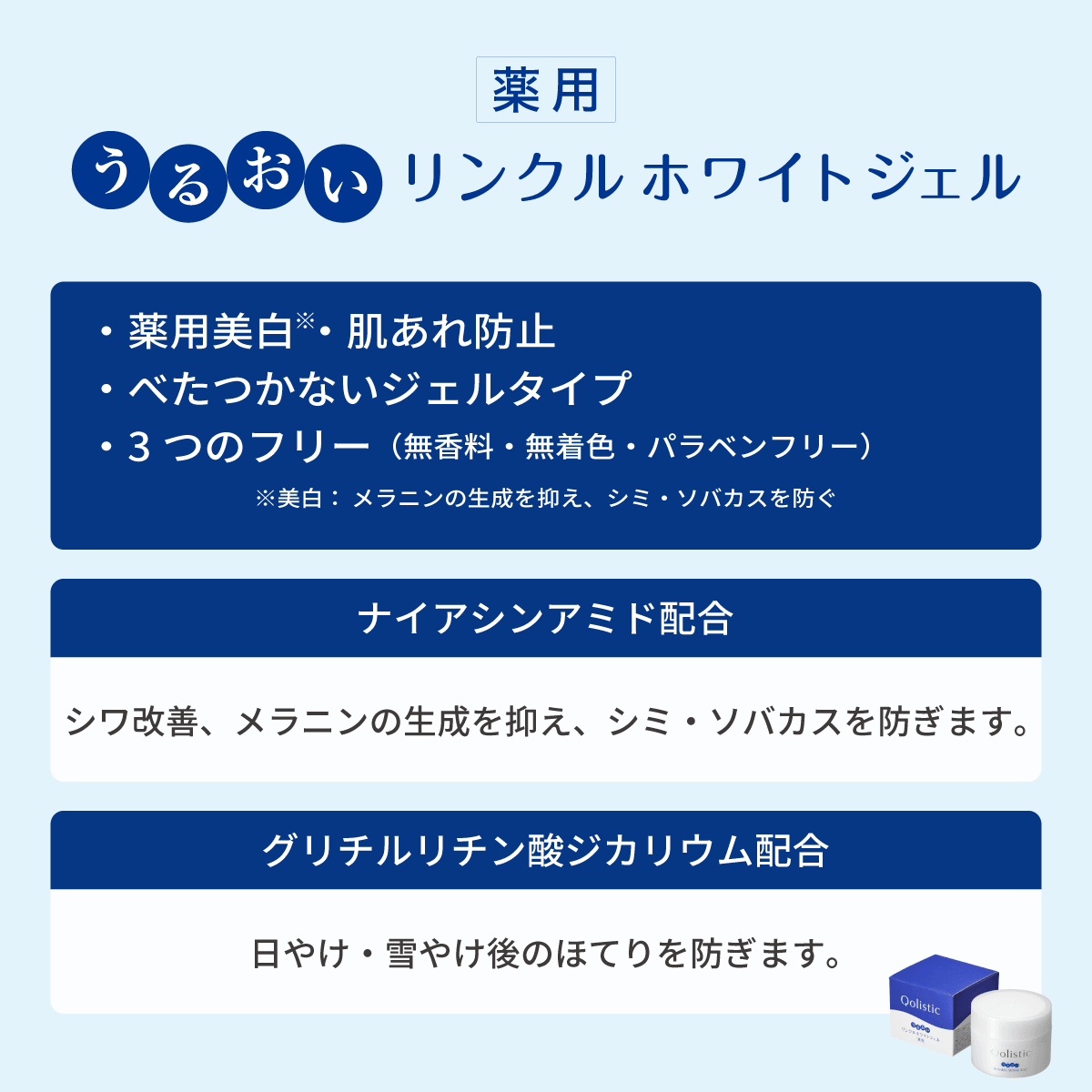 ●クオール薬局オリジナル●Qolistic 薬用うるおいリンクルホワイトジェル【80g】（医薬部外品）